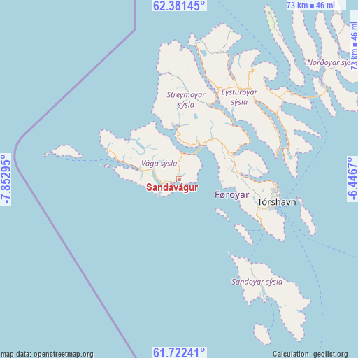 Sandavágur on map