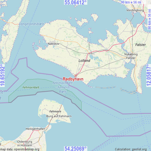 Rødbyhavn on map