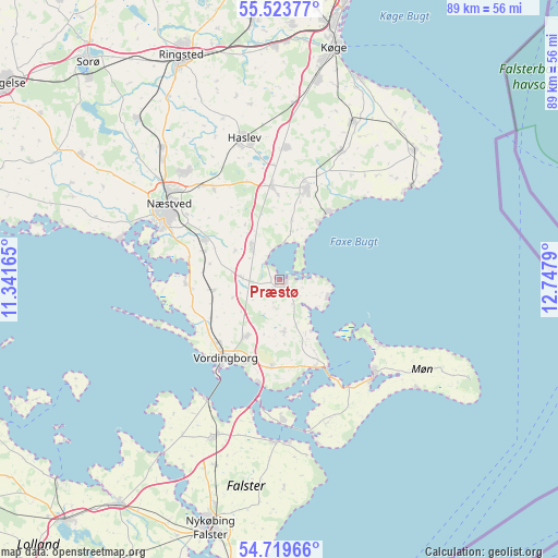 Præstø on map