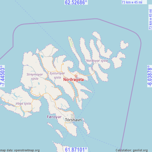 Norðragøta on map
