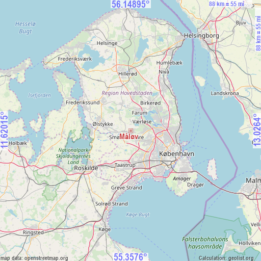Måløv on map