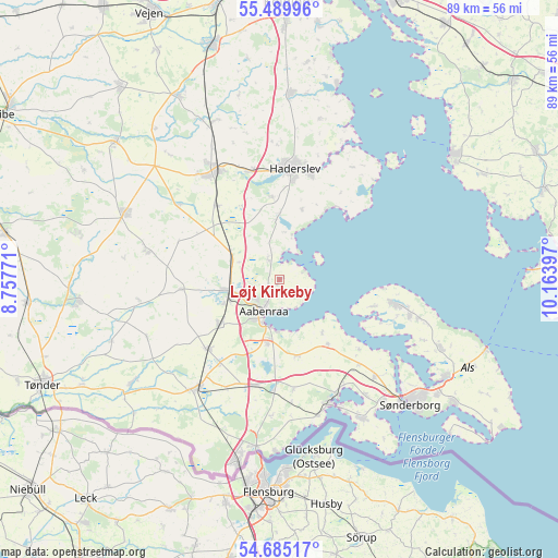 Løjt Kirkeby on map