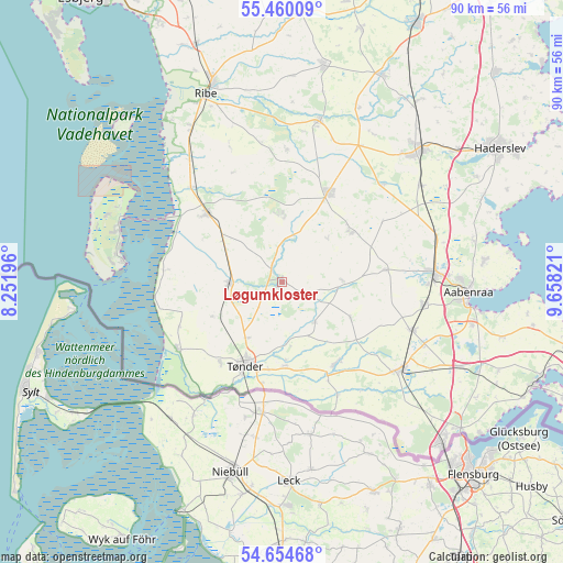 Løgumkloster on map