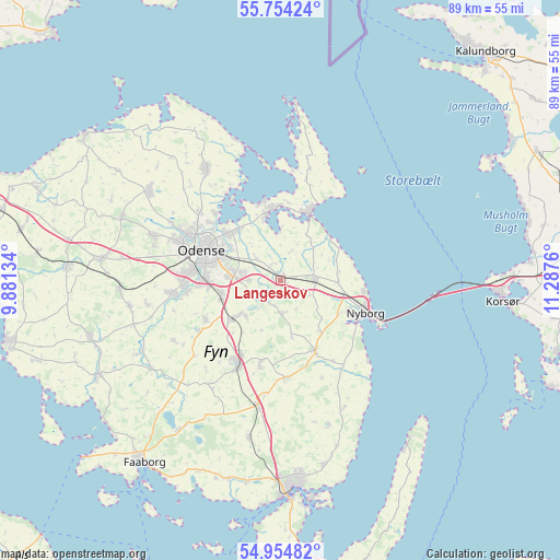 Langeskov on map