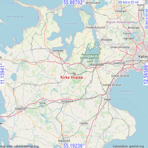 Kirke Hvalsø on map