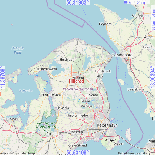 Hillerød on map