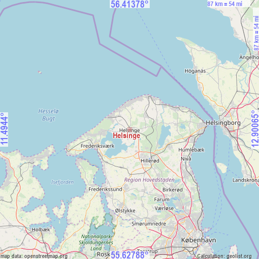 Helsinge on map