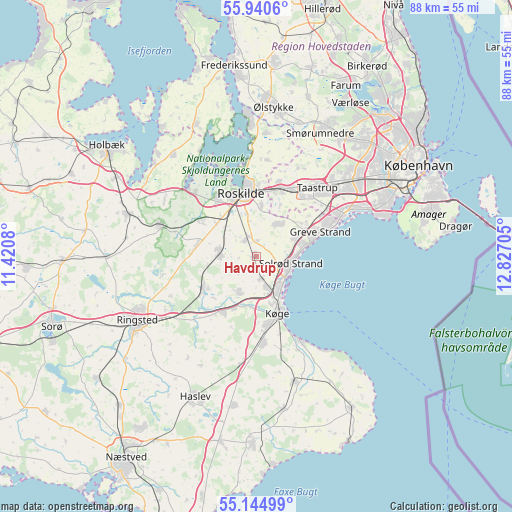 Havdrup on map