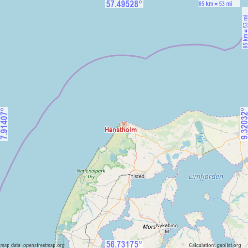 Hanstholm on map