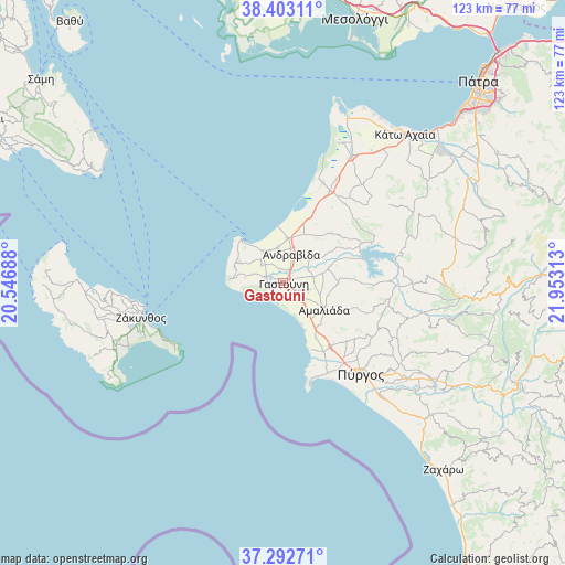 Gastoúni on map