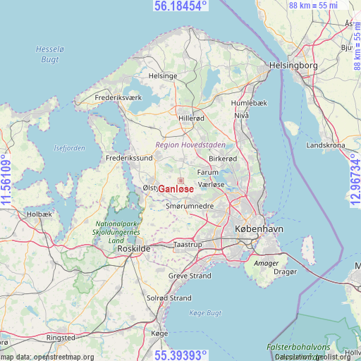 Ganløse on map