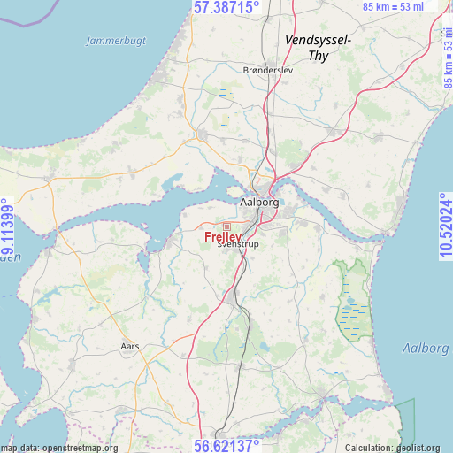 Frejlev on map