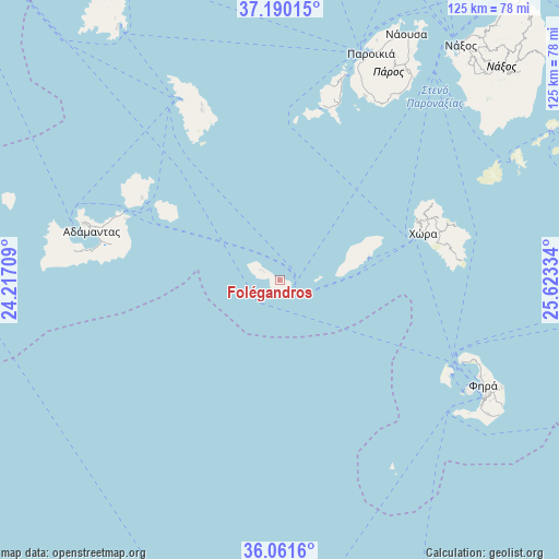 Folégandros on map