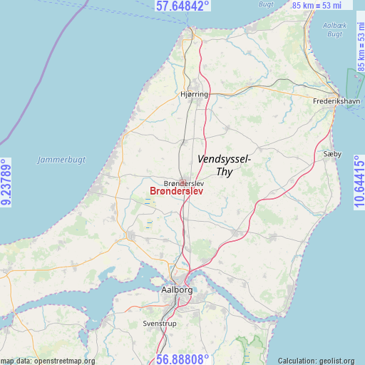 Brønderslev on map