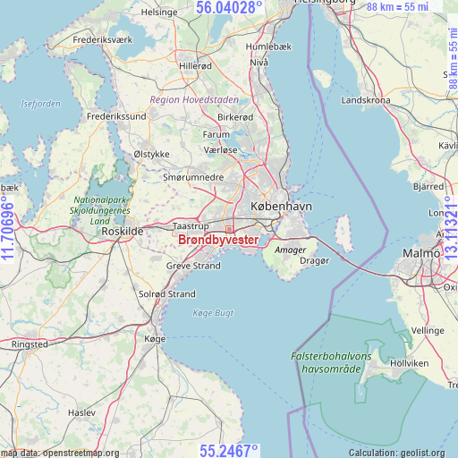 Brøndbyvester on map