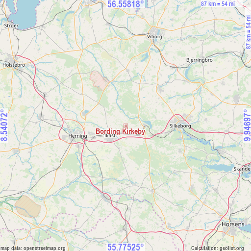 Bording Kirkeby on map