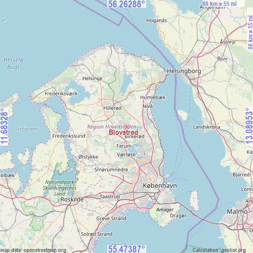 Blovstrød on map