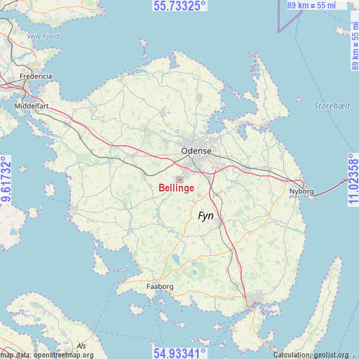 Bellinge on map