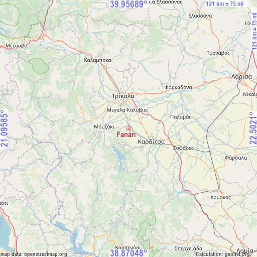 Fanári on map