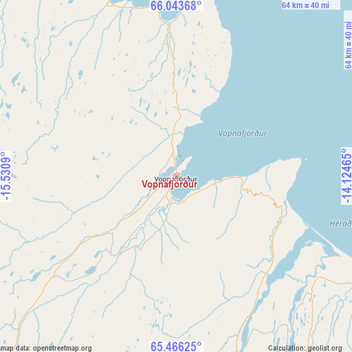 Vopnafjörður on map