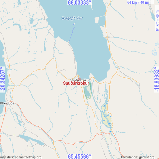 Sauðárkrókur on map