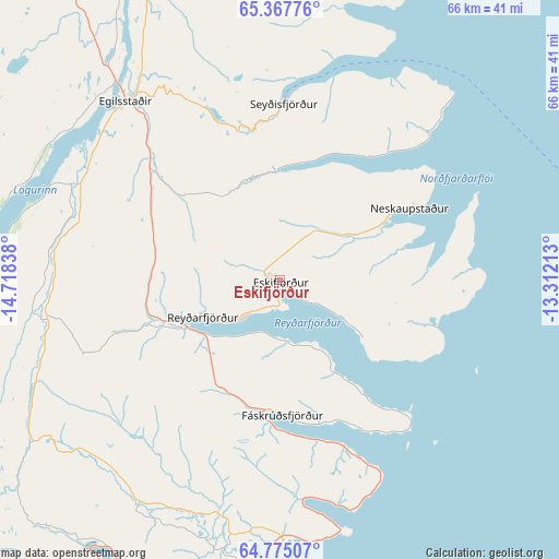 Eskifjörður on map