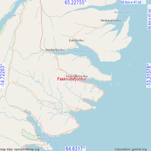 Fáskrúðsfjörður on map