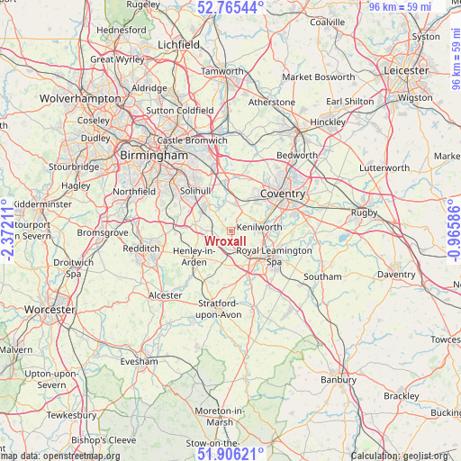 Wroxall on map