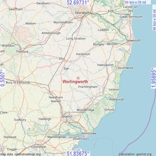 Worlingworth on map