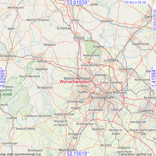 Wolverhampton on map