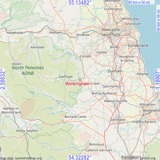 Wolsingham on map