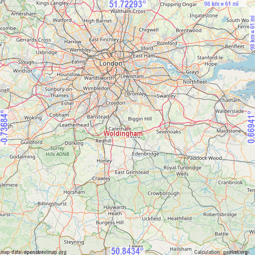 Woldingham on map