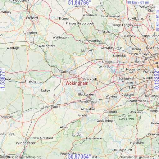 Wokingham on map