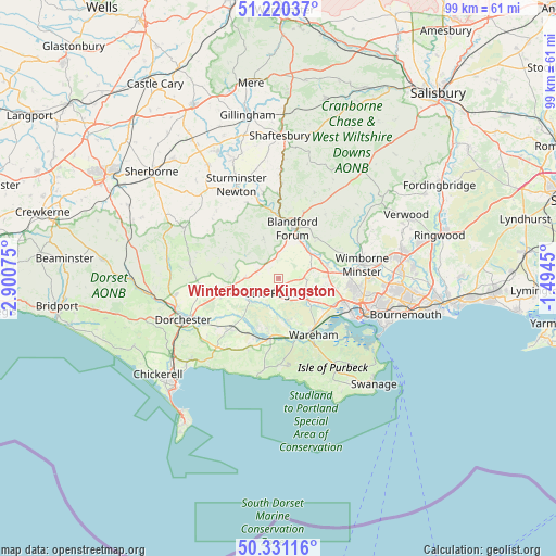 Winterborne Kingston on map