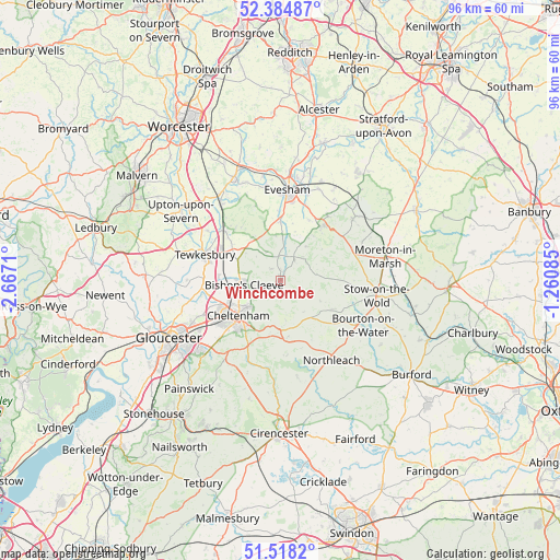 Winchcombe on map