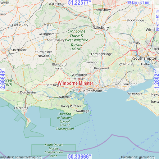 Wimborne Minster on map