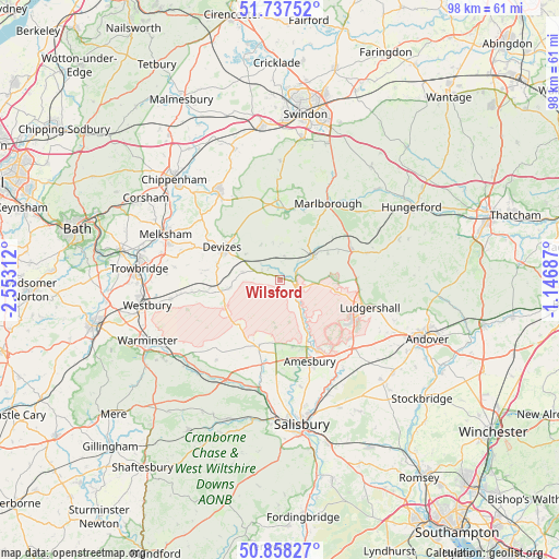 Wilsford on map