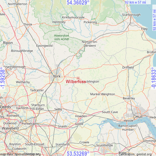 Wilberfoss on map