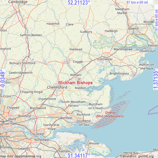 Wickham Bishops on map