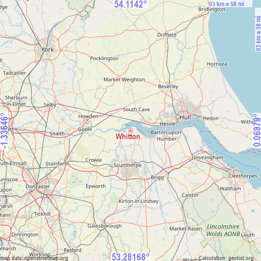 Whitton on map