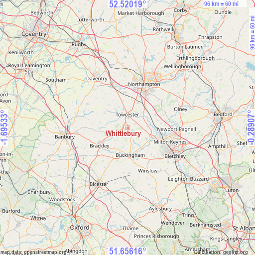 Whittlebury on map