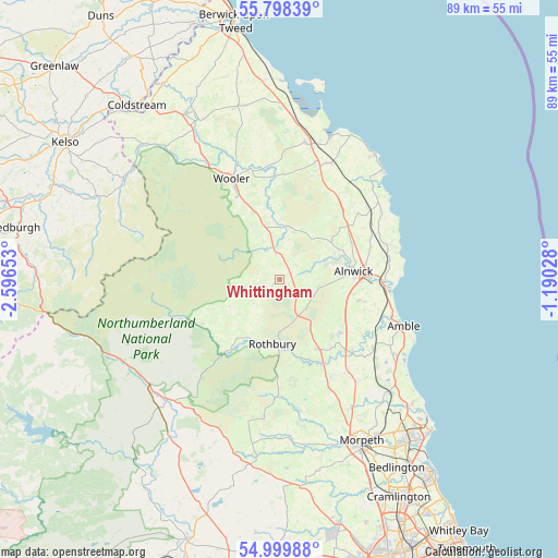 Whittingham on map