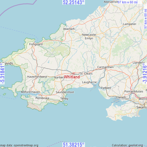 Whitland on map