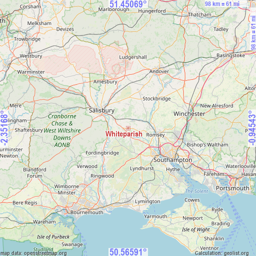 Whiteparish on map