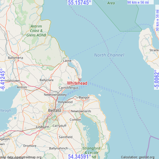 Whitehead on map