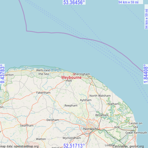 Weybourne on map