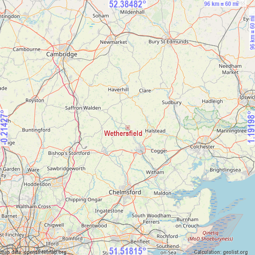 Wethersfield on map