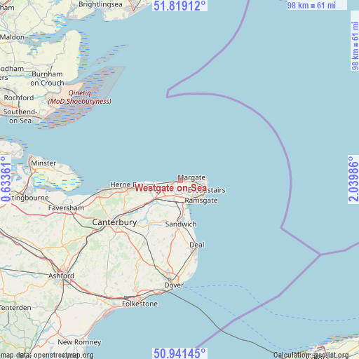 Westgate on Sea on map