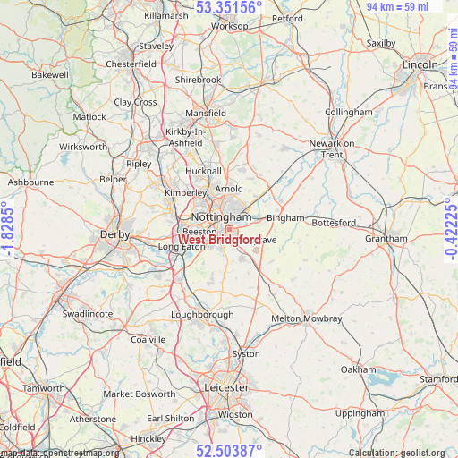 West Bridgford on map