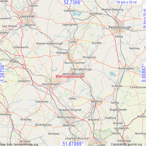 Wellingborough on map
